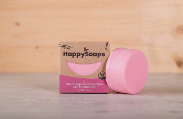 Produktbild rosaner Happy Soaps Conditioner Rose mit Verpackung